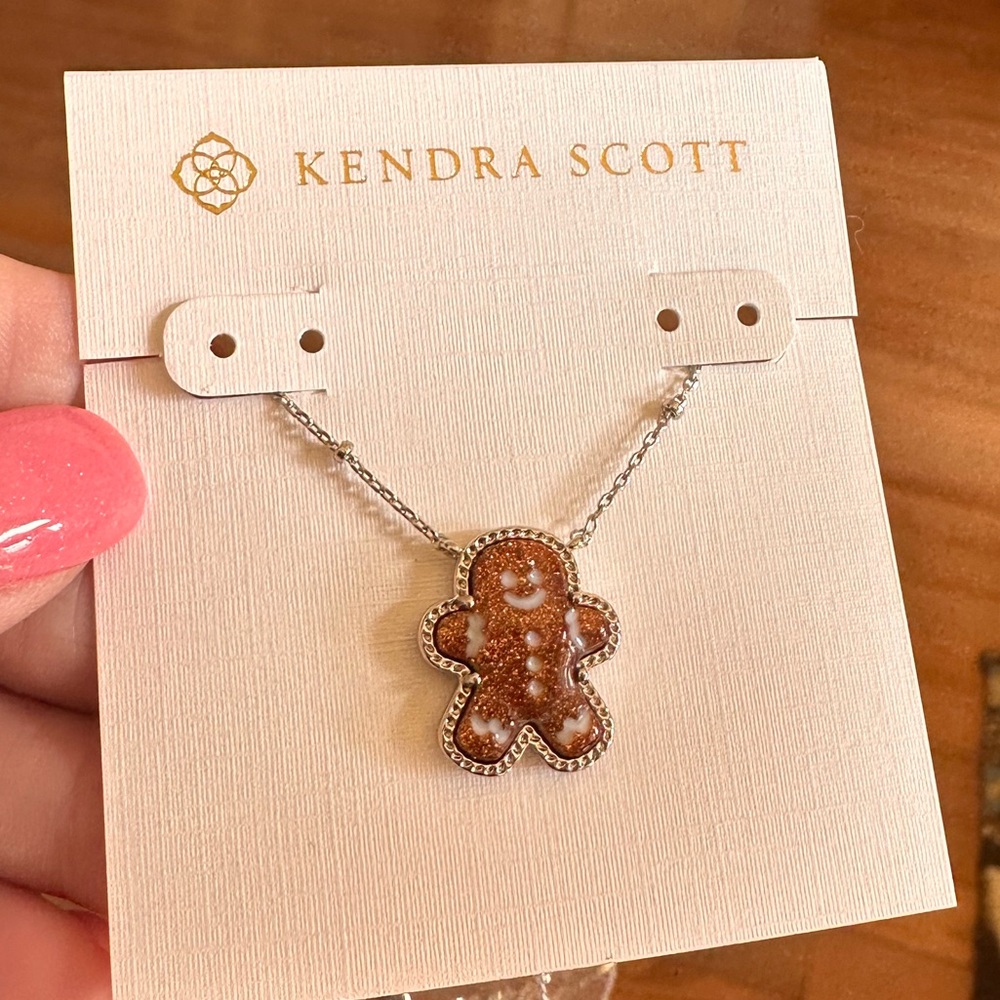 Kendra Scott Gingerbread Silver Short Pendant Necklace NEW